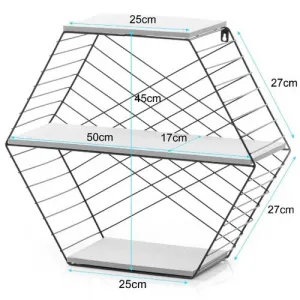 Homede Polica Hexagon Alva prírodná, 51 x 17 x 45 cm