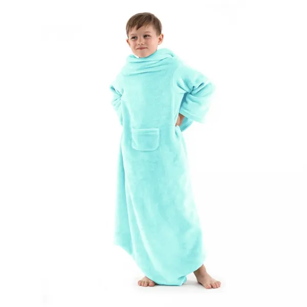 Detská deka s rukávmi DecoKing Lazy tyrkysová, velikost 90x105