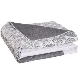 Obojstranný prehoz z mikrovlákna DecoKing Brigha bielo-sivý, velikost 220x240