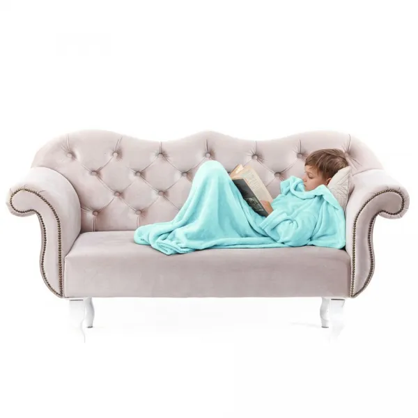 Detská deka s rukávmi DecoKing Lazy tyrkysová, velikost 90x105