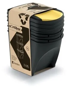 Kôš na triedený odpad Sortibox 25 l, 3 ks, čierna