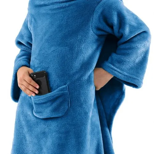Detská deka s rukávmi DecoKing Lazy tmavomodrá, velikost 90x105