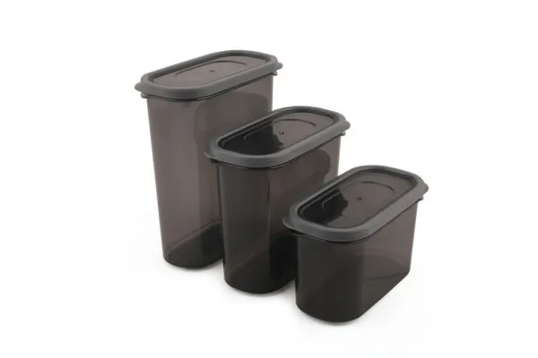 18 dielny set úložných dóz, plast, sivé