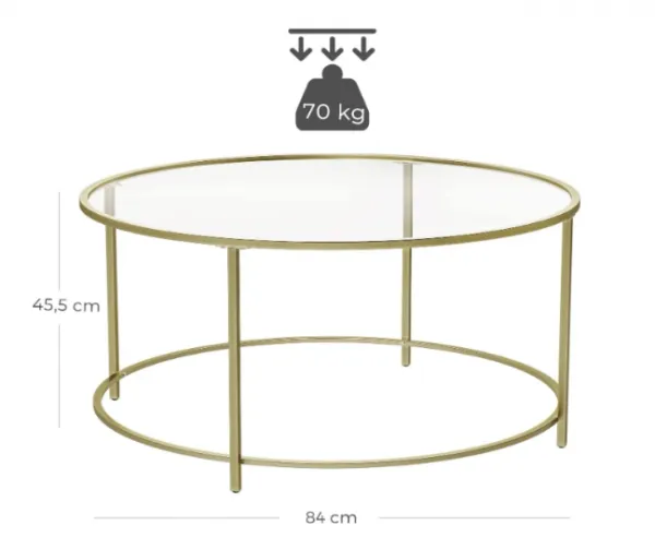 VASAGLE Konferenčný stolík okrúhly 84 cm