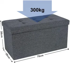 SONGMICS Úložný sedací box čalúnený skladací 76x38 cm tmavosivý