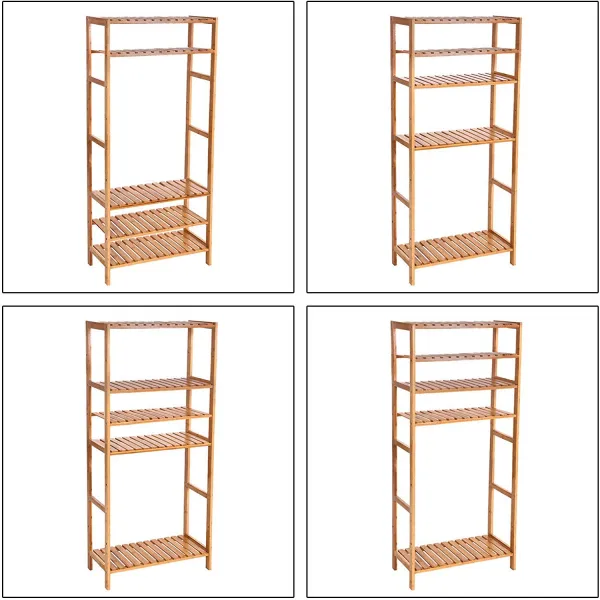 SONGMICS Bambusový regál 5 políc prírodný 60x130 cm