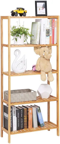 SONGMICS Bambusový regál 5 políc prírodný 60x130 cm
