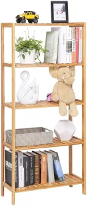 SONGMICS Bambusový regál 5 políc prírodný 60x130 cm