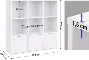 SONGMICS Knižnica s dvierkami LBC33WT, biela