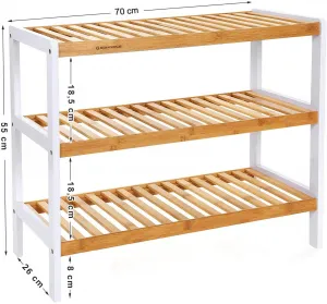 SONGMICS Bambusový botník 3 police prírodný 70x55 cm