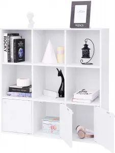 SONGMICS Knižnica s dvierkami LBC33WT, biela