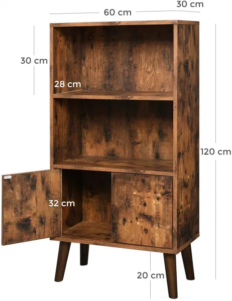 SONGMICS Knižnica retro dizajn 60x120cm hnedá