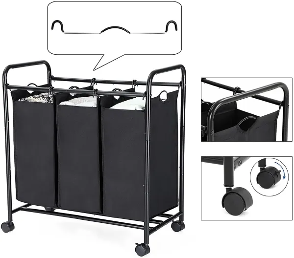 SONGMICS Kôš na bielizeň LEE 3x44 L čierny