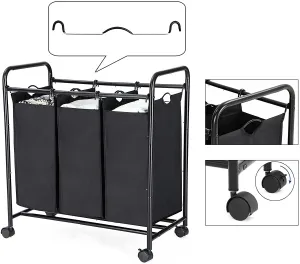 SONGMICS Kôš na bielizeň LEE 3x44 L čierny
