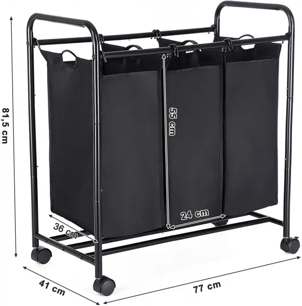 SONGMICS Kôš na bielizeň LEE 3x44 L čierny