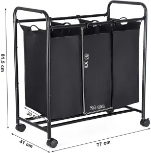 SONGMICS Kôš na bielizeň LEE 3x44 L čierny