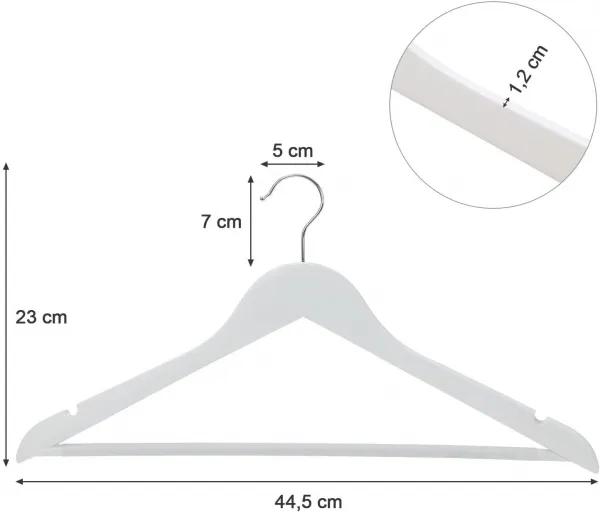 SONGMICS Drevené ramienko biele 44 cm 20 ks