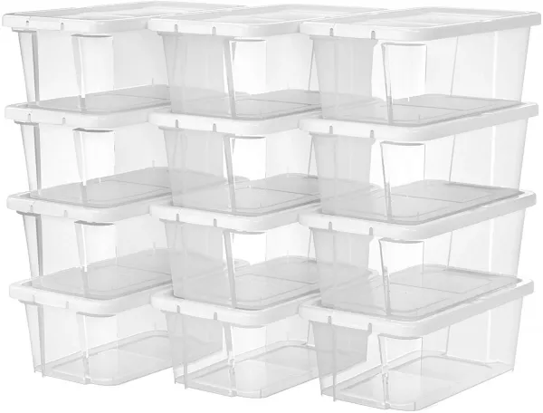SONGMICS Univerzálny transparentný stohovateľný úložný box 12 ks