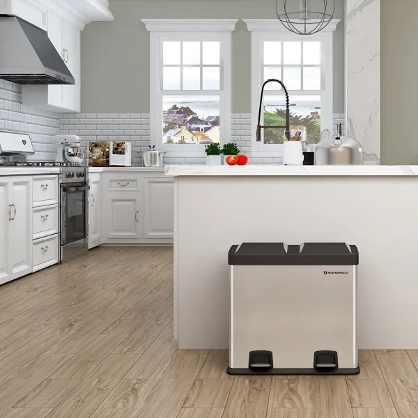 SONGMICS Nerezový odpadkový kôš 2 x 24 l