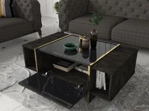 ASIR Konferenčný stolík VEYRON čierny, zlatý
