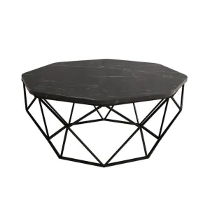 Hanah Home Konferenčný stolík Diamond 90 cm čierny mramor