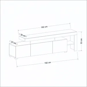 Hanah Home TV stolík Beliz s LED osvetlením antracit