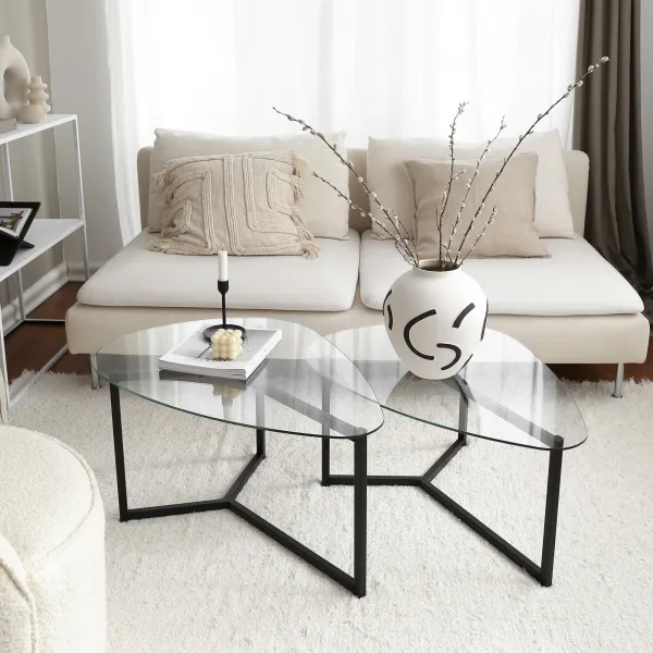 Hanah Home Set konferenčných stolíkov Bellisimo 82 cm čierny