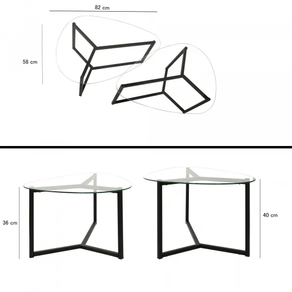 Hanah Home Set konferenčných stolíkov Bellisimo 82 cm čierny