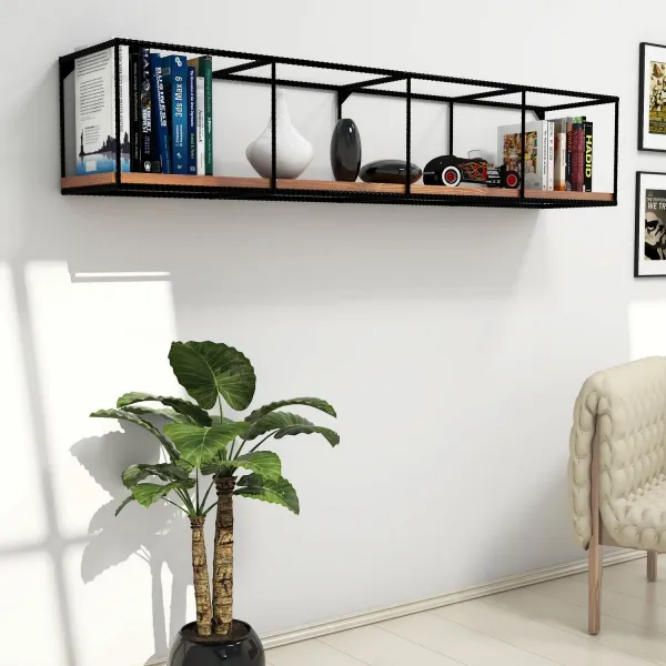 Hanah Home Nástenná polica Miray orech/čierna