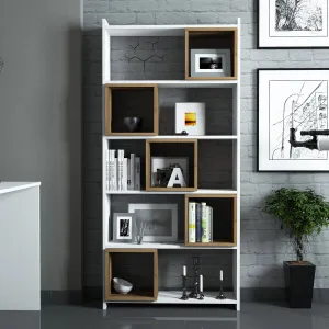 Knižnica Box - White, Walnut