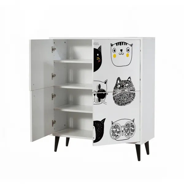 ASIR Skriňa CATS biela, čierna, žltá