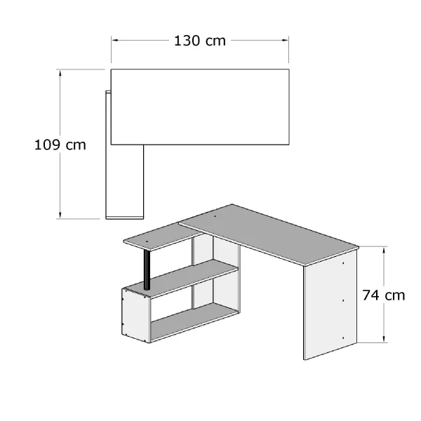 Hanah Home Rohový písací stôl Gelincik biely
