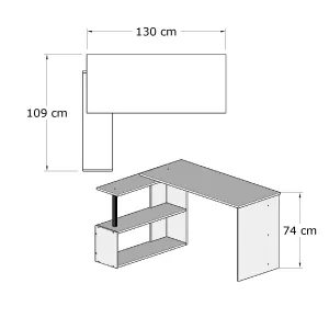 Hanah Home Rohový písací stôl Gelincik biely