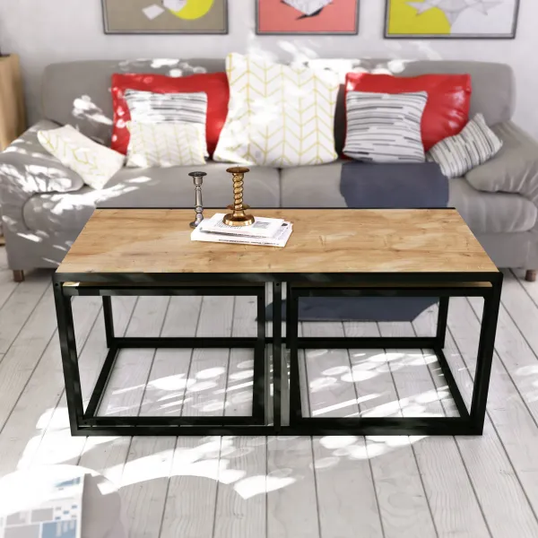 Hanah Home Súprava konferenčných stolíkov Gigante 3 ks dub/čierny