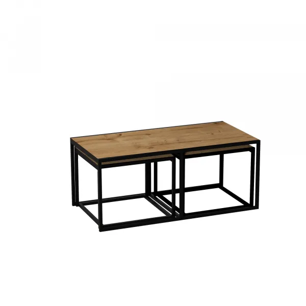 Hanah Home Súprava konferenčných stolíkov Gigante 3 ks dub/čierny