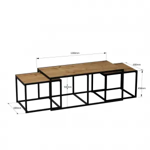Hanah Home Súprava konferenčných stolíkov Gigante 3 ks dub/čierny
