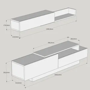 Hanah Home Obývacia stena Elda 160 cm biela/hnedá