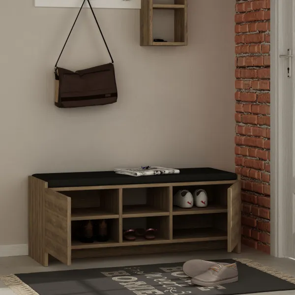 Hanah Home Botník se sedákom Zulla tmavý dub