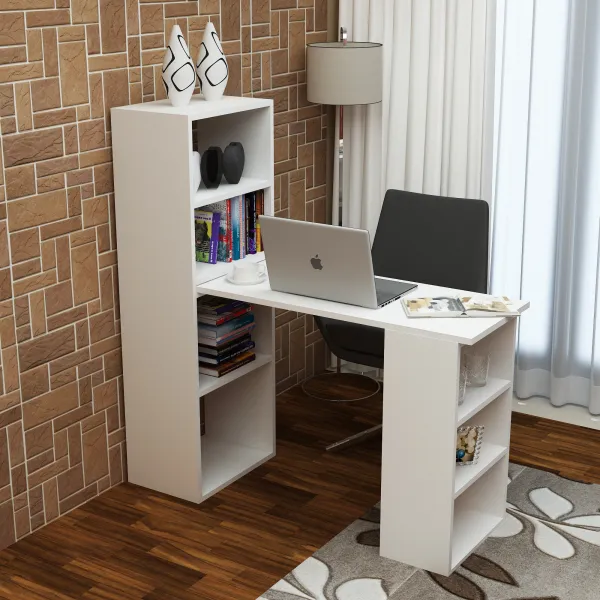 Hanah Home Písací stôl s regálom Last biely