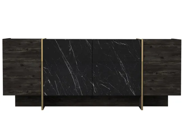Hanah Home Komoda Veyron 180 cm černý mramor