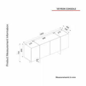 Hanah Home Komoda Veyron 180 cm černý mramor