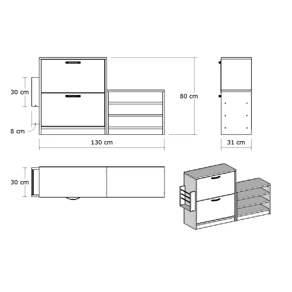 Hanah Home Botník Trend 130x80 cm biely