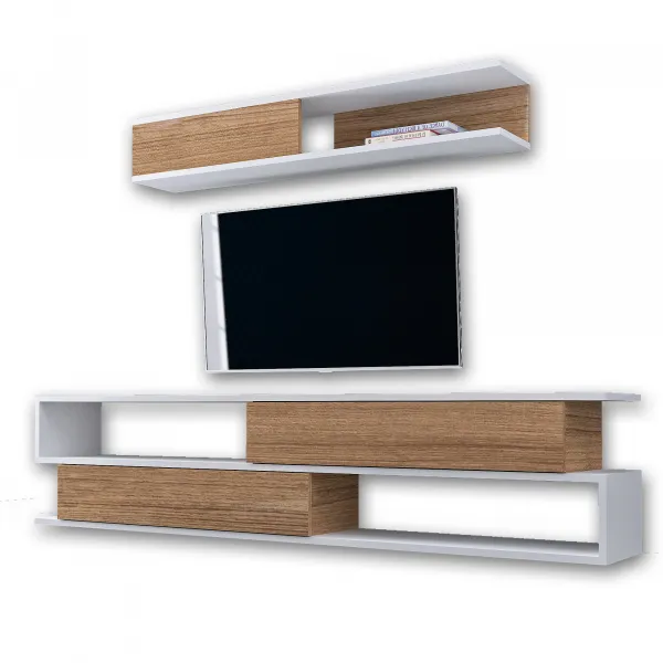 ASIR Obývacia stena SIMS biela, teak