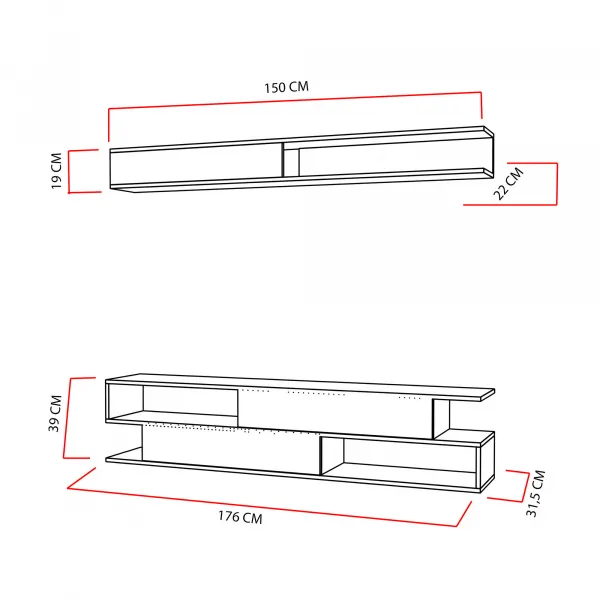 ASIR Obývacia stena SIMS biela, teak