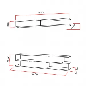 ASIR Obývacia stena SIMS biela, teak