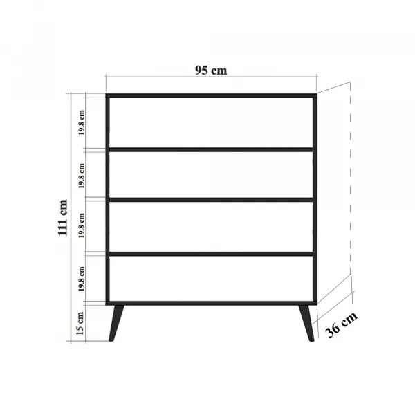 Hanah Home Komoda Kikos 95 cm dub sonoma