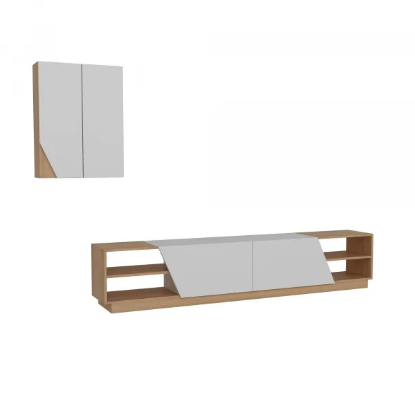 Hanah Home Obývacia stena Zebra biela/teak