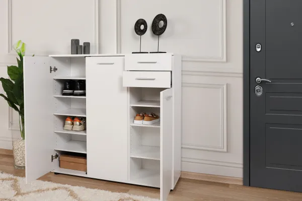 ASIR Skriňa na topánky DOORS 3+2, biela
