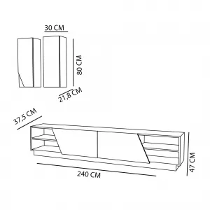Hanah Home Obývacia stena Zebra čierna/teak