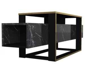 Hanah Home TV stolík Bianco čierny/zlatý